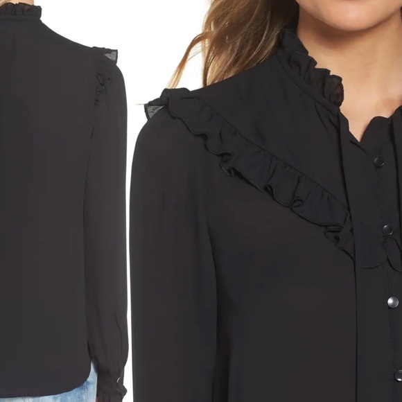 Leith Tie Neck Ruffle Top - Picture 2 of 5